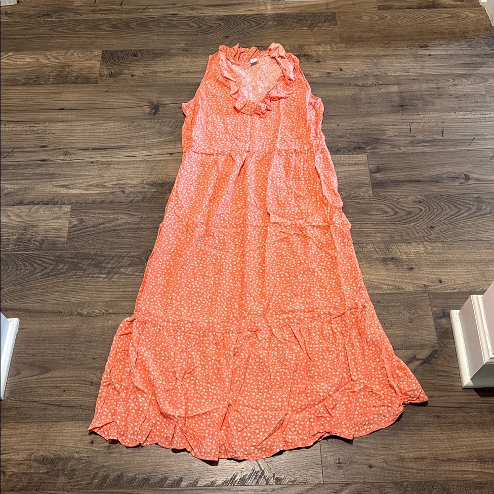 Old Navy Orange and White Floral Dress